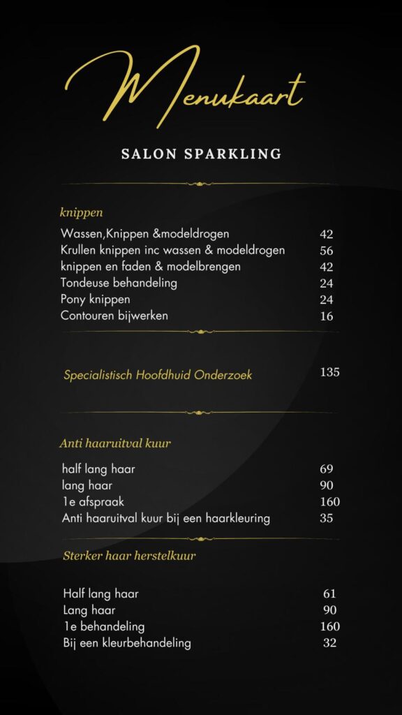 Prijzen Salon Sparkling deel 1