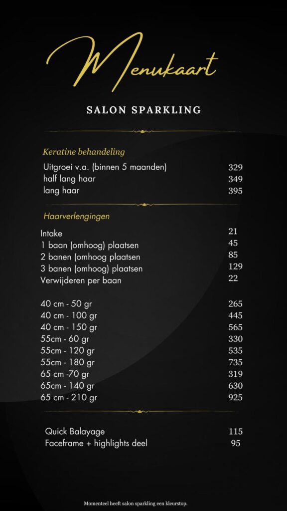 Prijzen Salon Sparkling deel 2